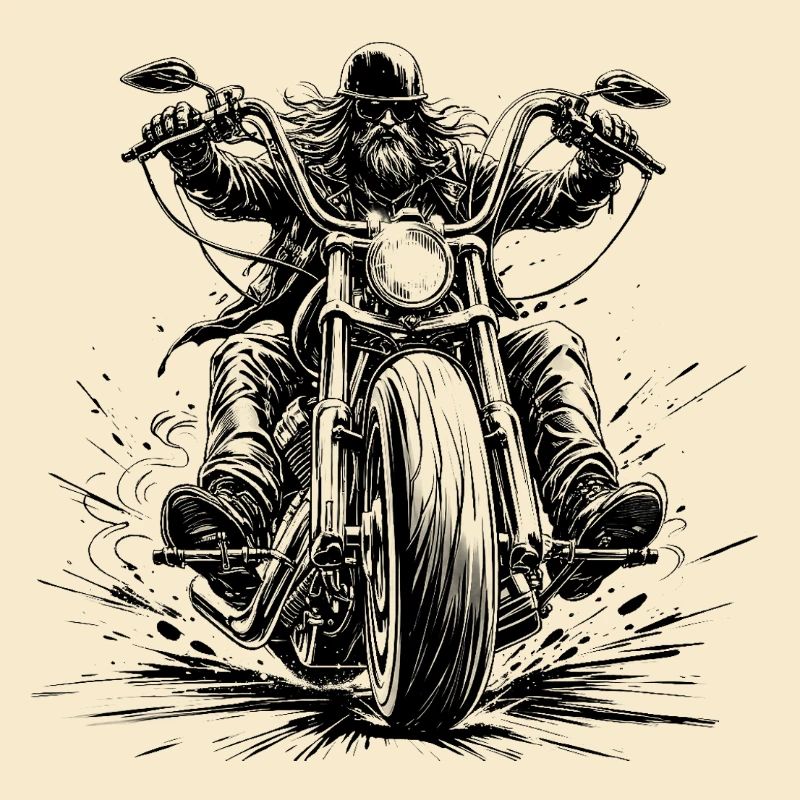 Chopperfahrer frontal im Comic-Stil