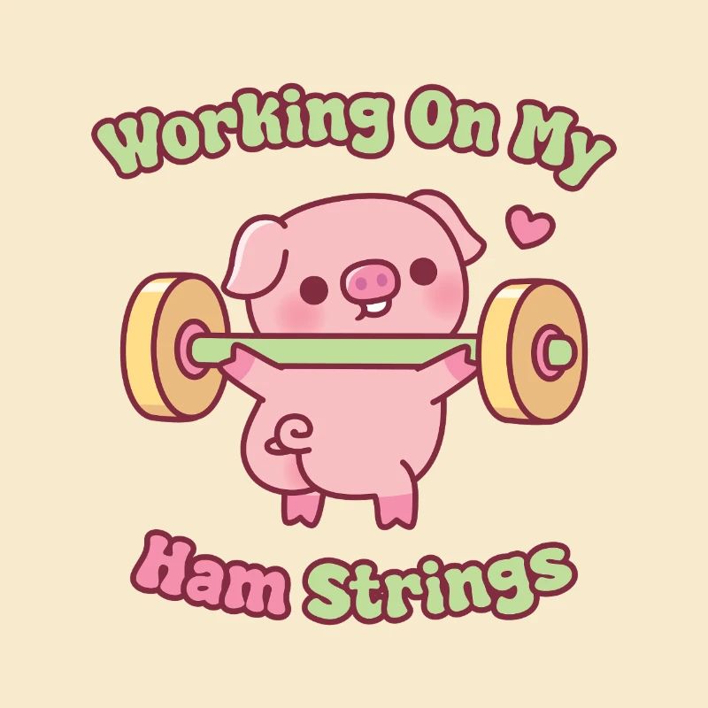Funny Pig Lifting Weights Working On My Ham String
