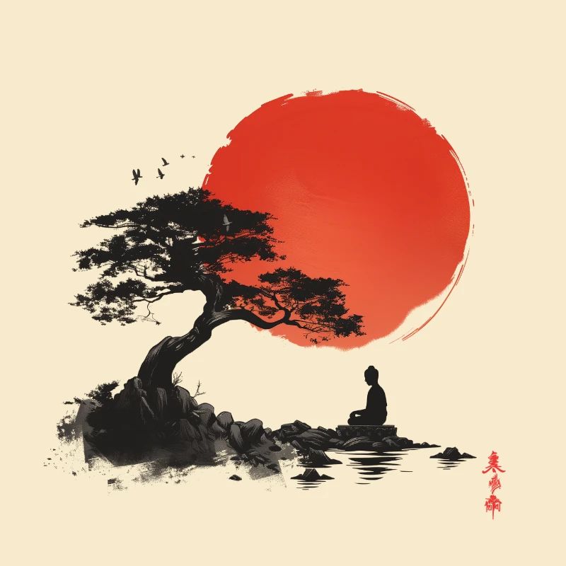 Sunset Zen at the rock lake