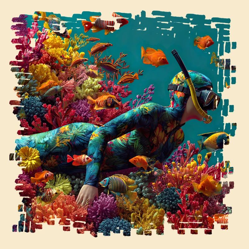 Coral Reef Diver Panorama