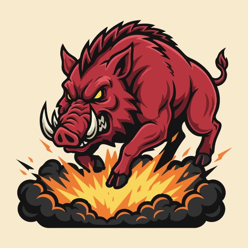 Red Boar Fire Blast Maskottchen Wildschwein