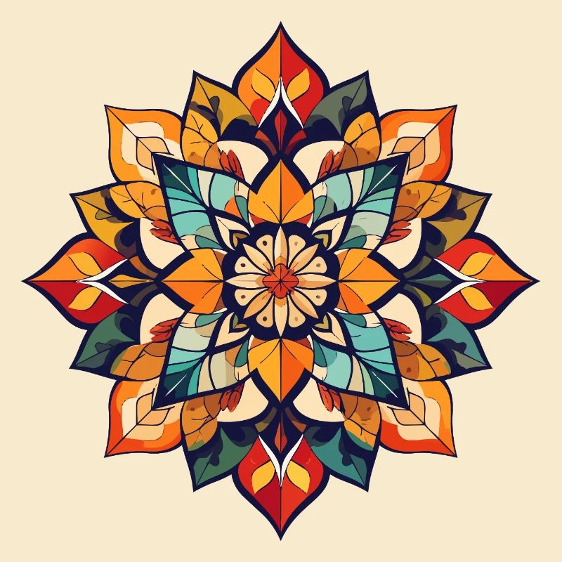 Herbst Blätter Mandala herbstlich bunt Farbpalette