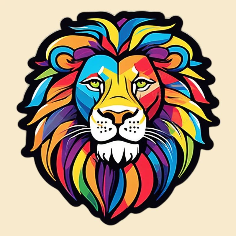 Lion éclatant arc-en-ciel