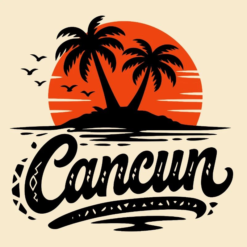 Cancun Retro Palm Trees Holiday Souvenir