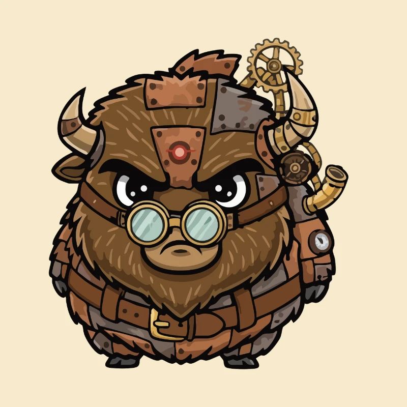 Bison Steampunk Cyborg Armure Engrenages