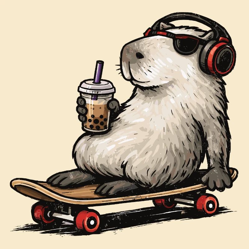 Capybara Skateboard Bubble Tea