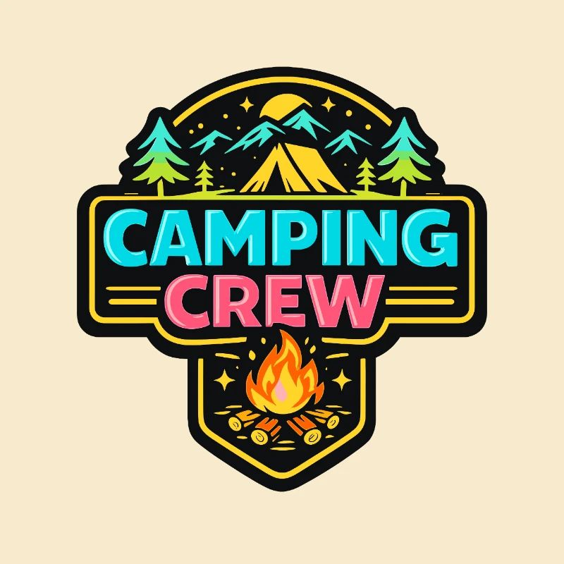 Badge néon de l’équipe de camping