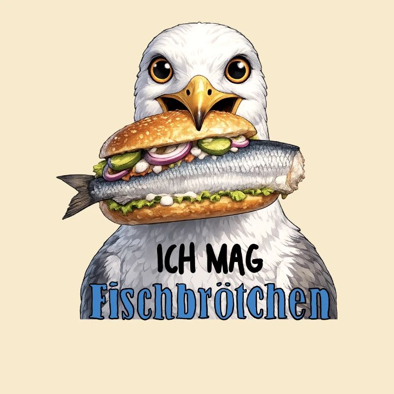 Fischbrötchen Möwe Humor