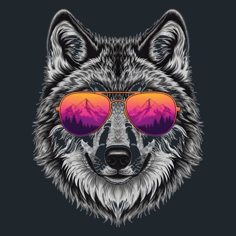 Cool Wolf with Sunglasses Graphic Tee