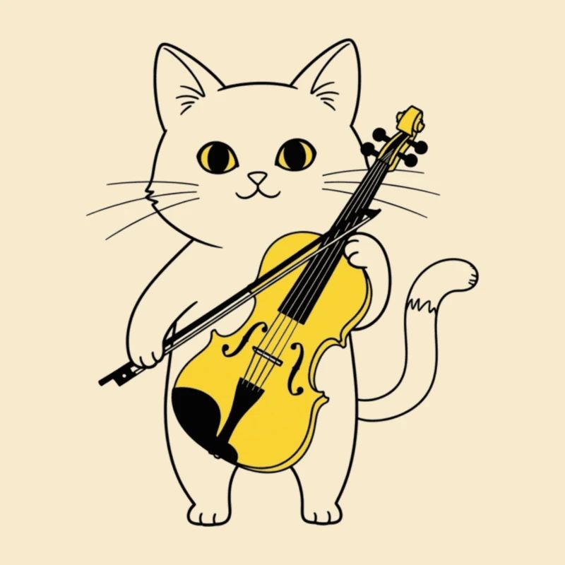 Cute Cat Playing Cello Chat
