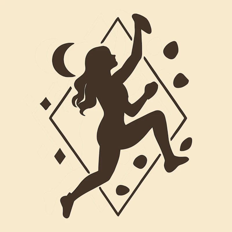 Boho Bouldering Woman: Geometric Climbing Silhouette