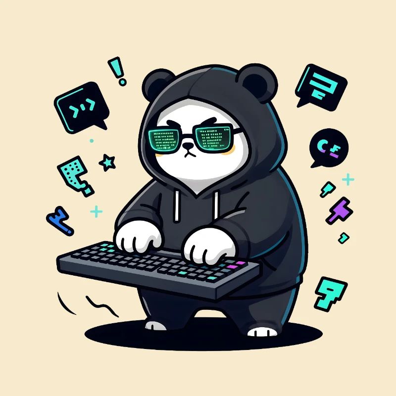 Panda Hacker im Neon-Hoodie