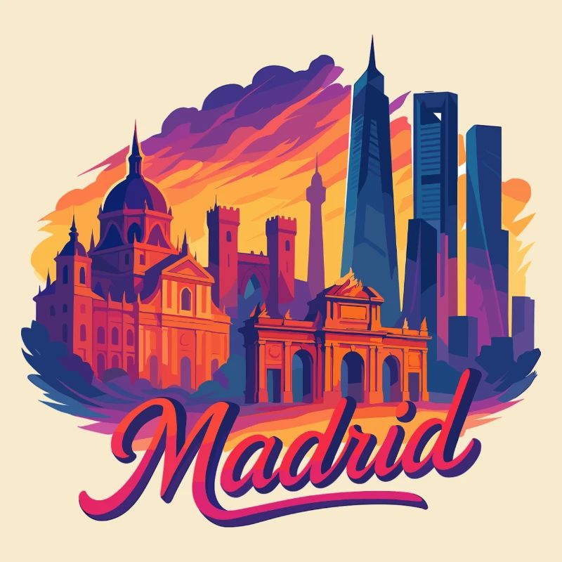 Madrid Skyline: Epic & Tropical – Modern Art
