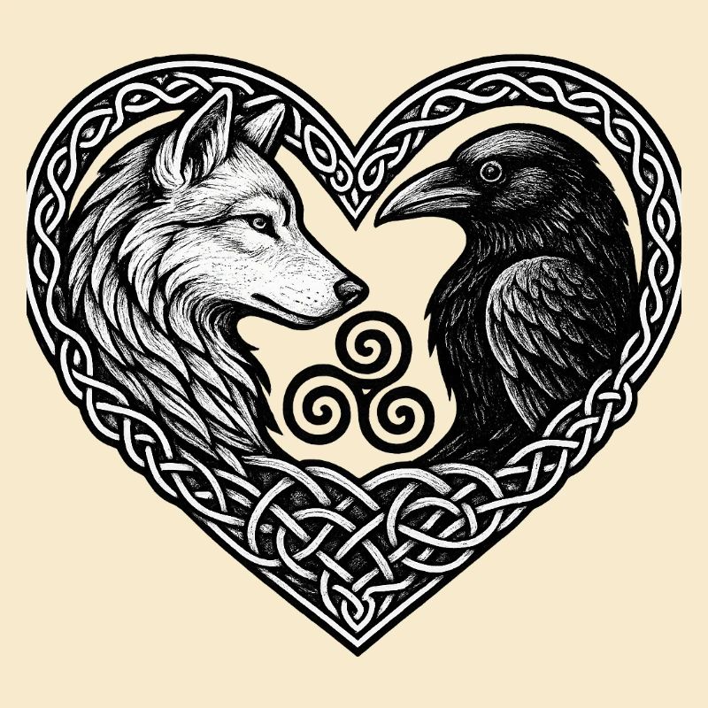 Celtic Heart: Wolf and Crow
