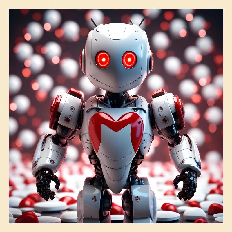 Herzroboter mit leuchtenden Augen