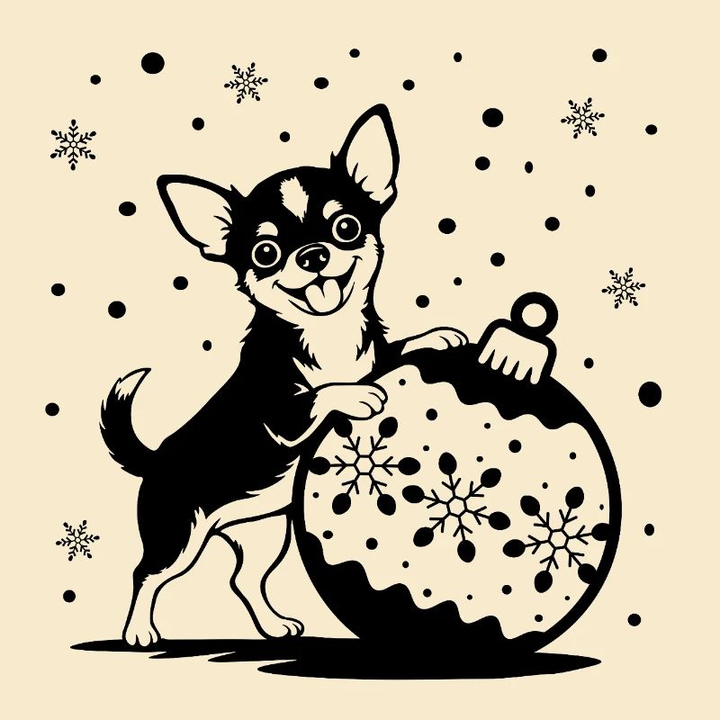 Fröhlicher Chihuahua mit Weihnachtskugel