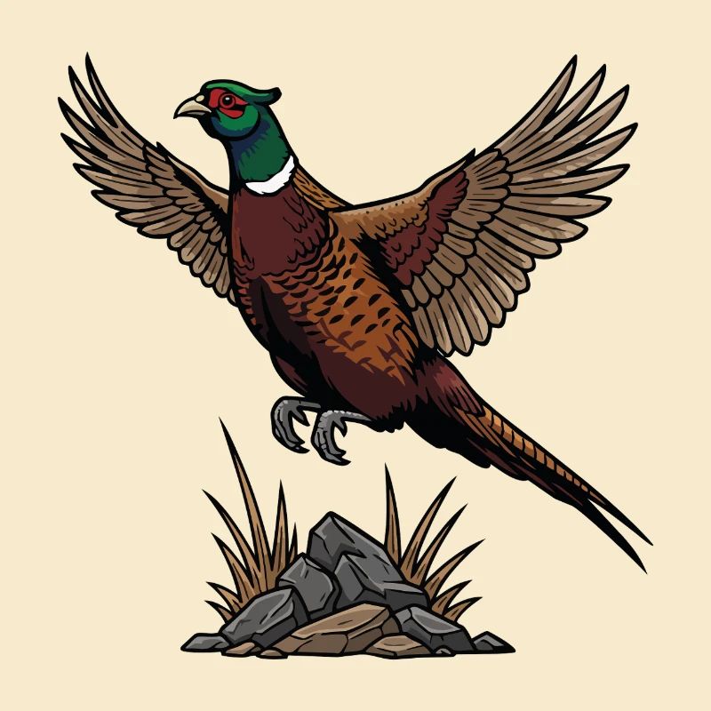 Ring-necked Pheasant in Flight Wild Nature