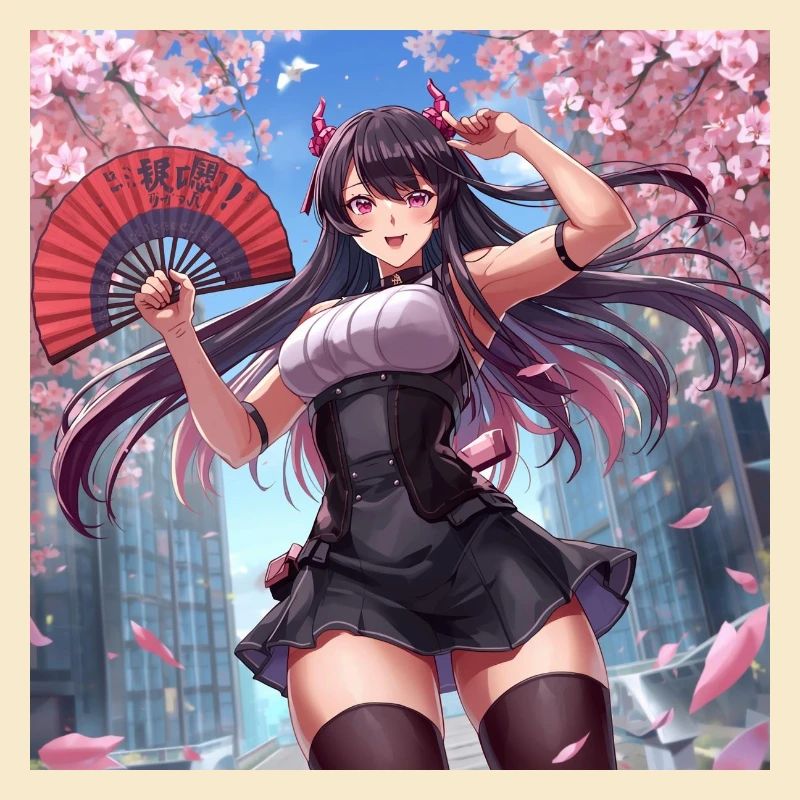 Fille Démon dans le Vent en Fleurs