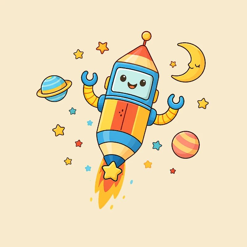 Colorful Space Rocket Motif