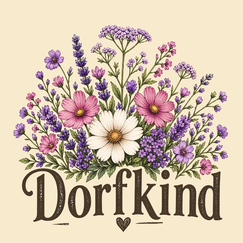 Dorfkind Blumen Design mit lila & rosa Blumen