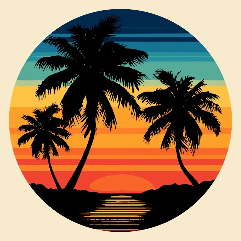 Tropical sunset with palm trees
