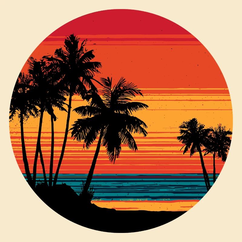 Palm Trees Beach Sunset Retro