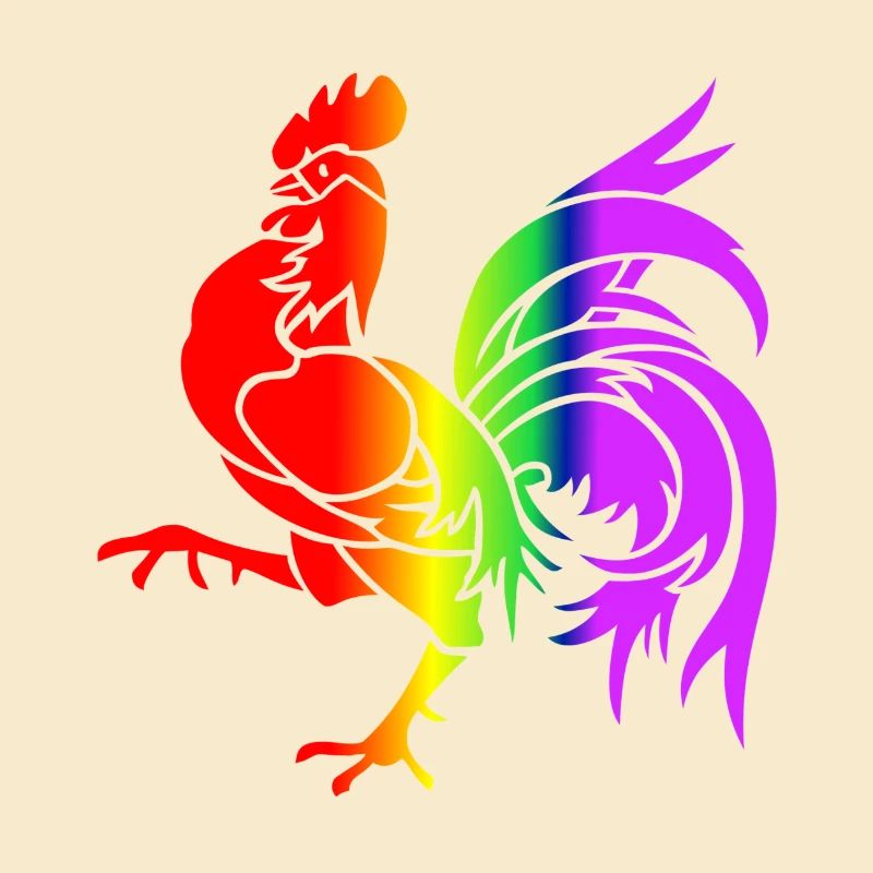 Colorful Rainbow Rooster
