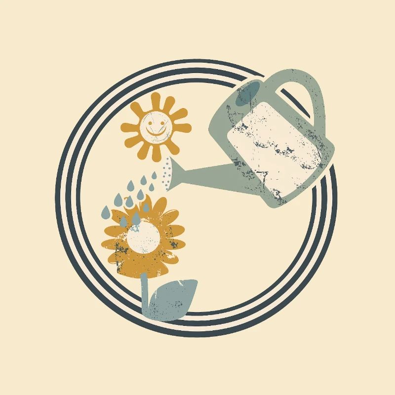 Sunflower Watering Can Retro