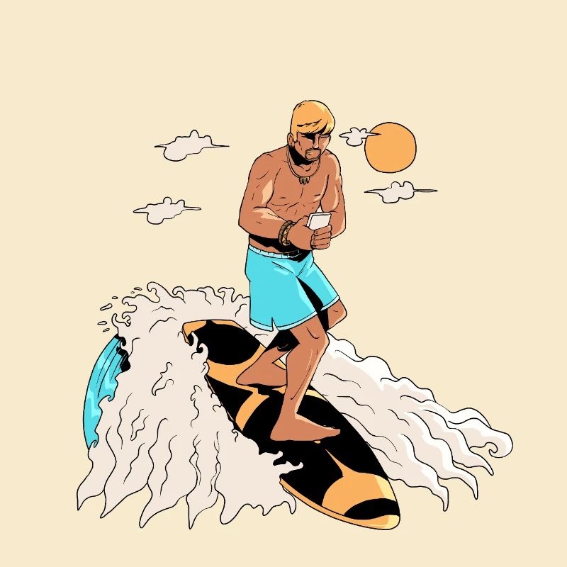 Surfeur et smartphone