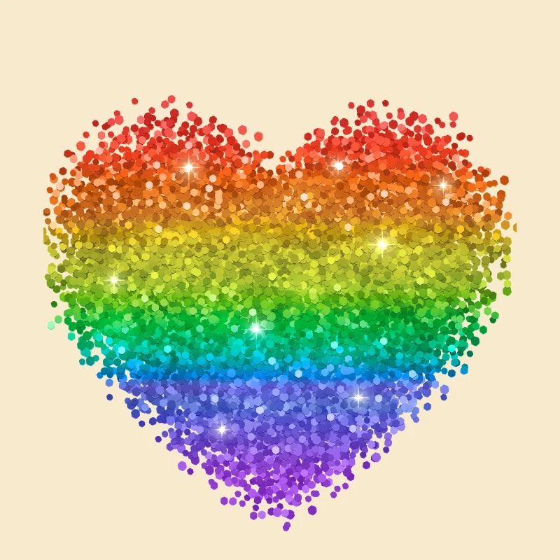 Rainbow Heart Glitter Dots