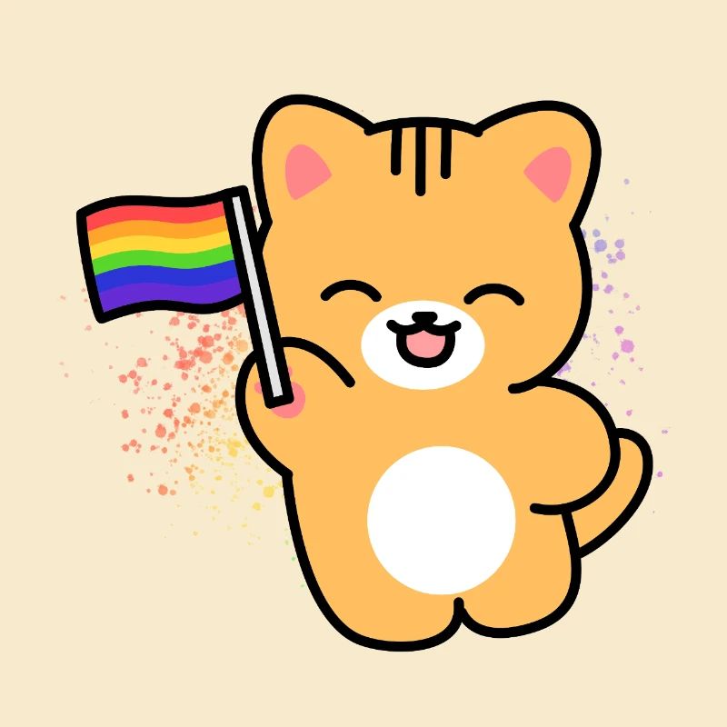 Kätzchen mit Pride-Fahne