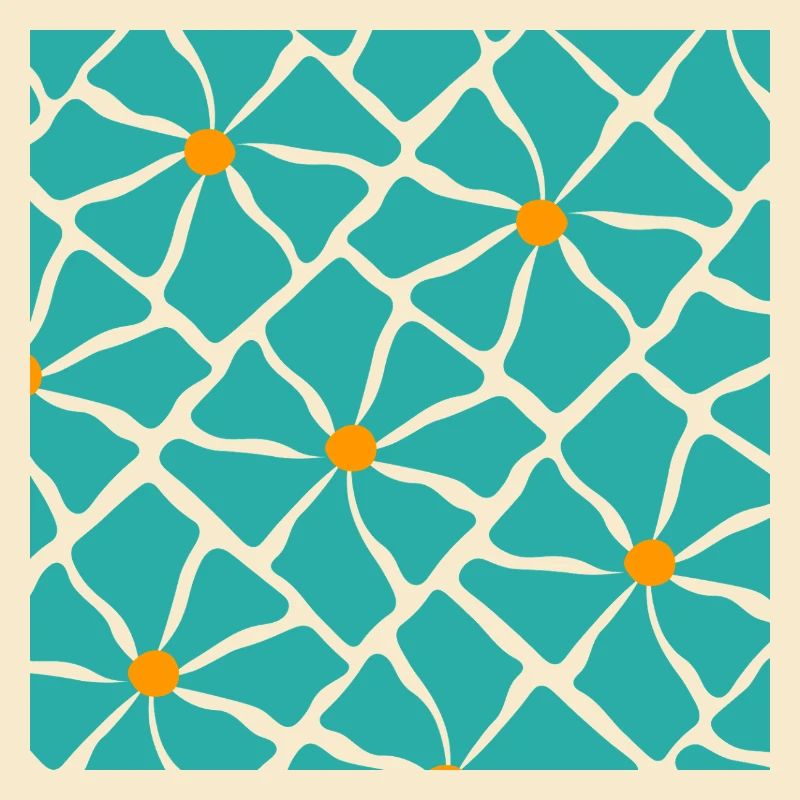 Turquoise Blossoms Mosaic Pattern