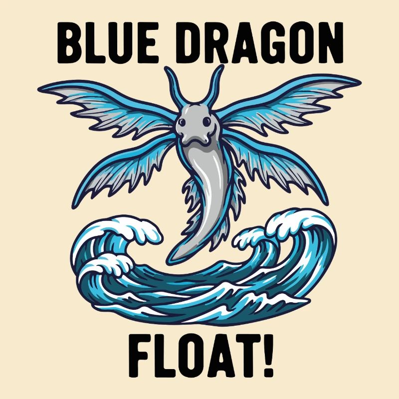 Dragon Bleu Mer Danger Float Blue Dragon Noir