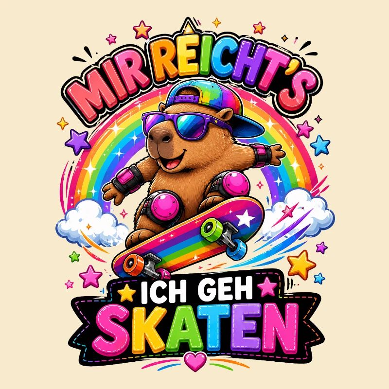Skate Capybara Regenbogen