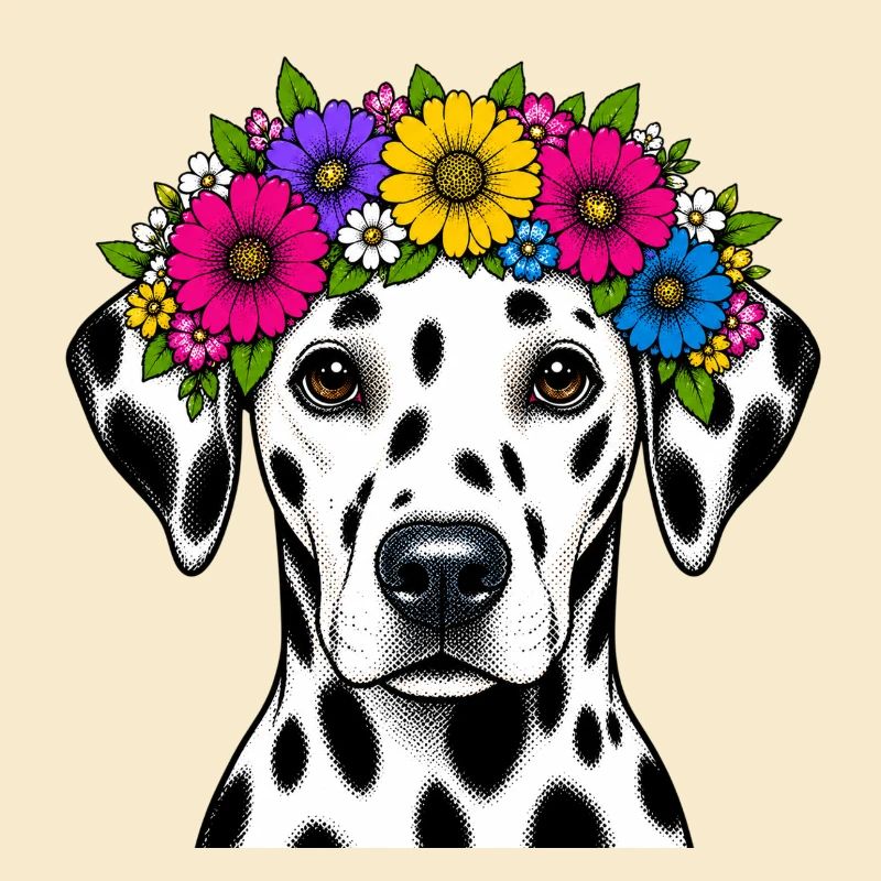 Dalmatiner mit Blumenkrone