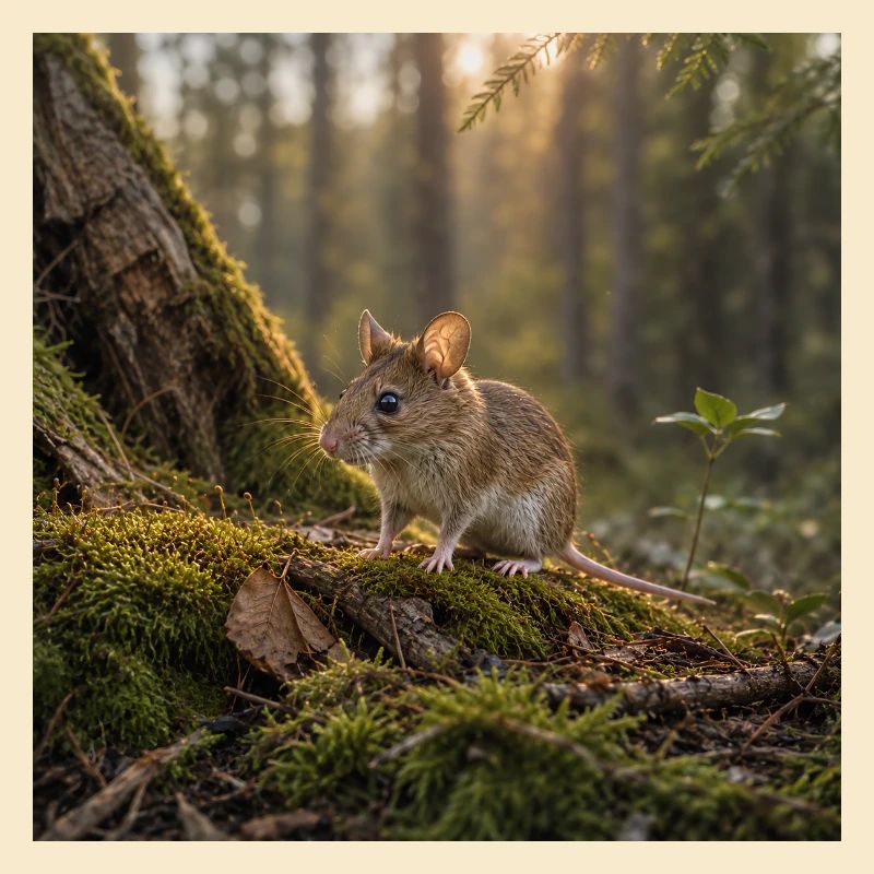 Souris des forêts / souris sous le soleil du soir