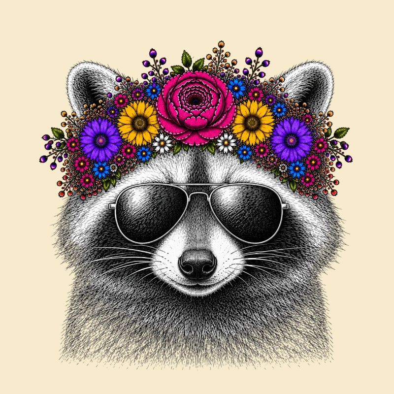 Waschbär Blütenkrone Sonnenbrille