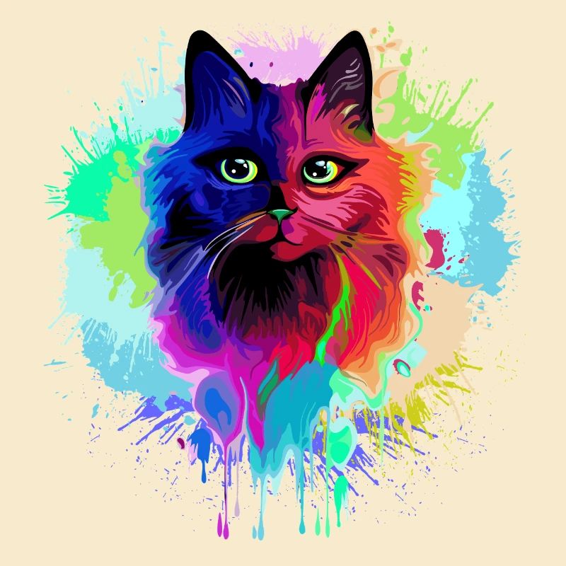 Cat Psychedelic Trippy Paint Splats