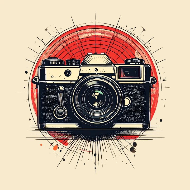 Vintage camera with red circle