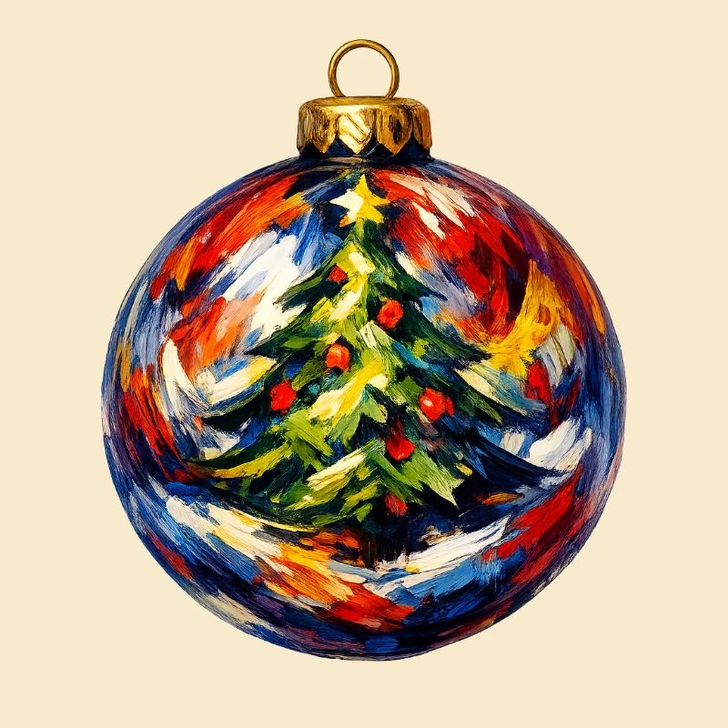 Weihnachtskugel mit Tannenbaummotiv . KI generiert