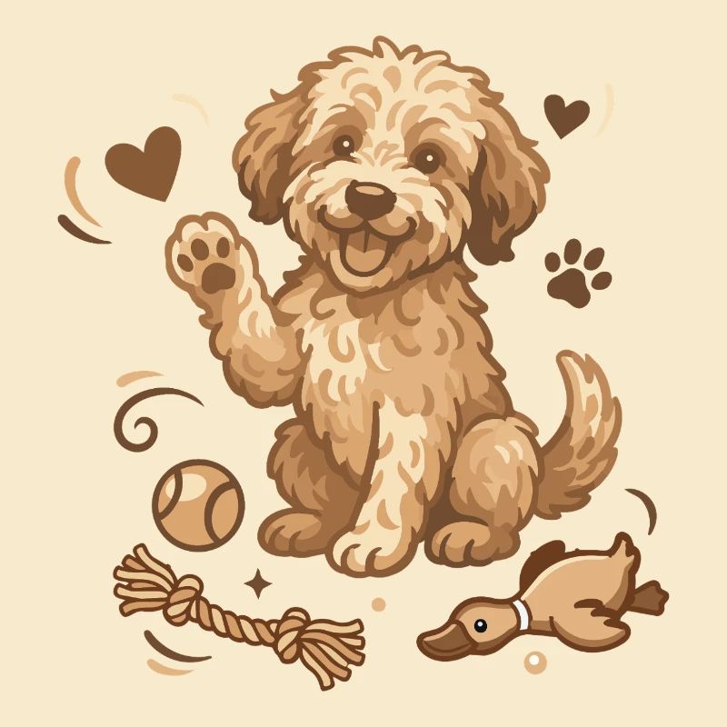 Chiot Doodle avec des jouets