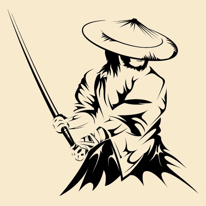 samurai sword fighter present geschenk art work