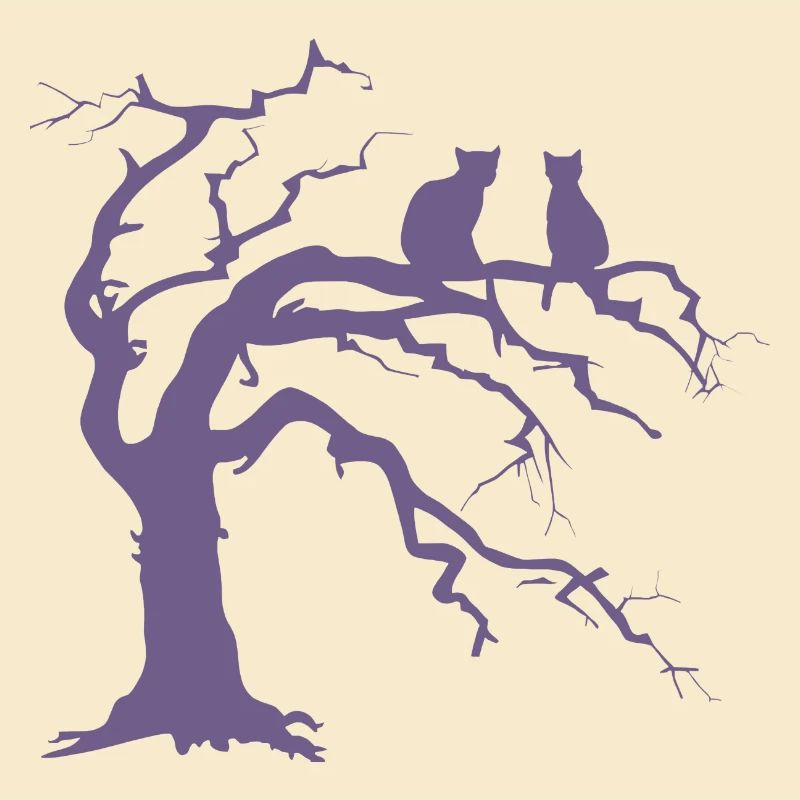 Toter baum mit 2 Katzen Silhouette