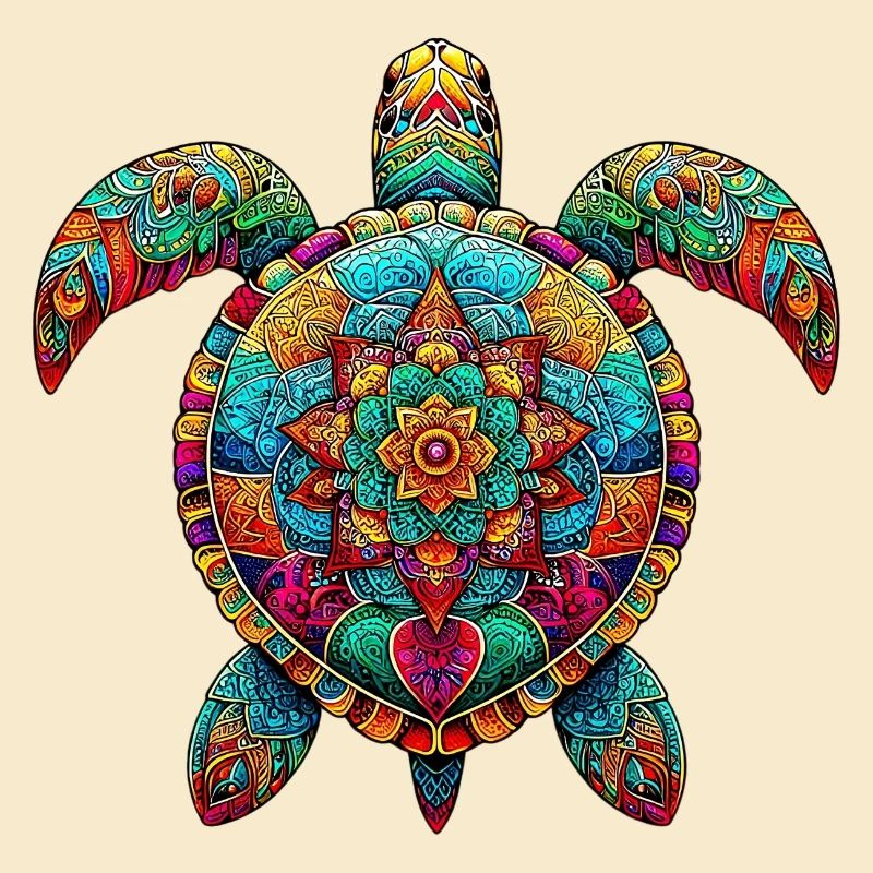 Tortue de mer décorée de Mandalas