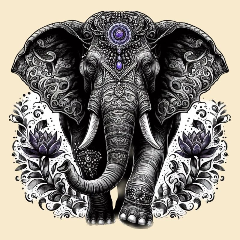 Éléphant avec coiffe