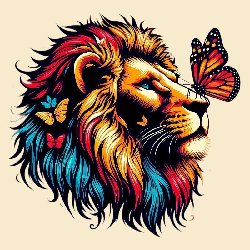 Lion et papillon