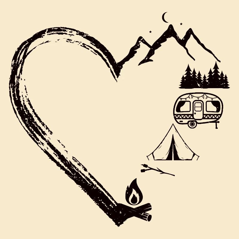 Mountain Heart Camping Patch Design