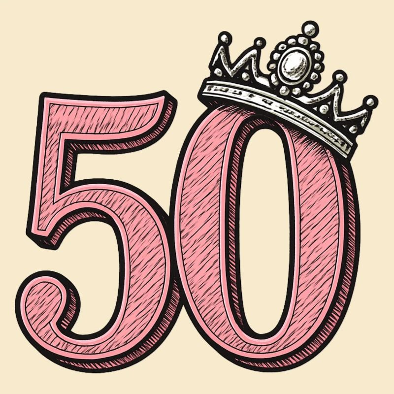 Pinke 50 mit Krone – Süßes Geburtstagsdesign