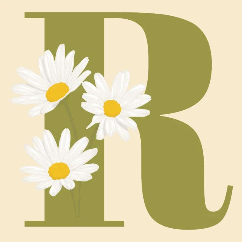 Buchstabe r grüne Gänseblümchen