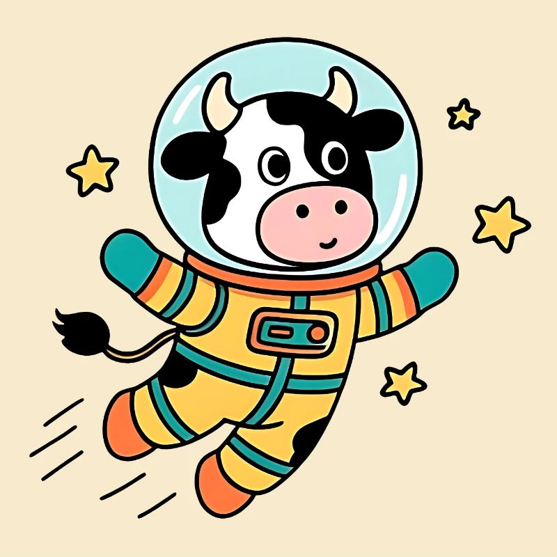 Cow Astronaut in Space
